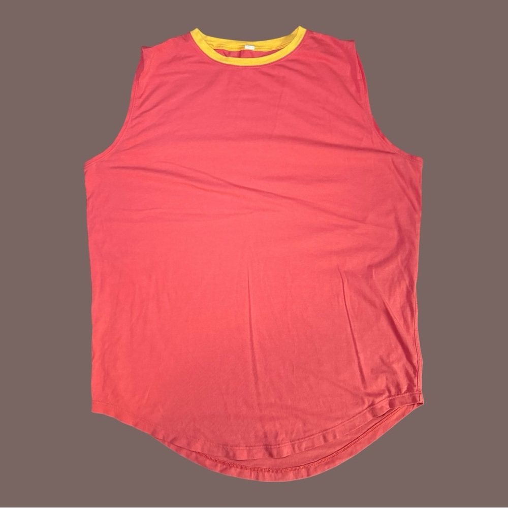 Lululemon Brunswick Muscle Tank Poppy Coral Heathered Honey Lemon Sz Nst
